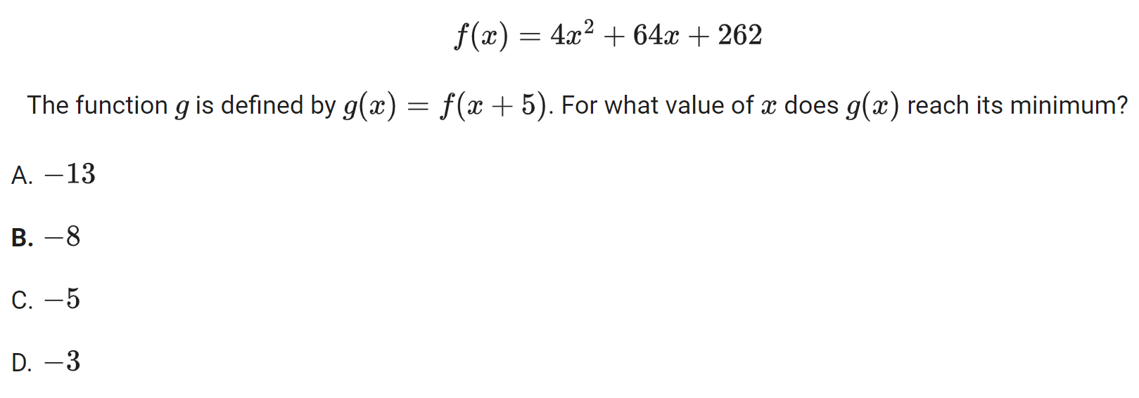 The function f(x) = 4x^2 + 64x + 262. the function g(x) is defined by $g(x)  | Doubtlet.com