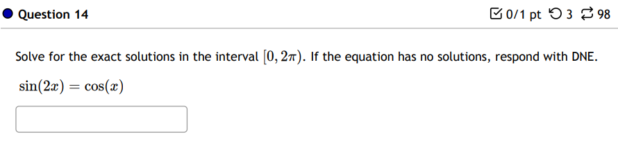 Solve for the exact solutions in the interval [0, 2\pi). if the equation has | Doubtlet.com