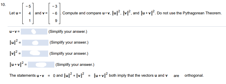 Let \mathbf{u} = \begin{bmatrix} -5 \\ 4 \\ 1 \end{bmatrix} and $\mathbf{v} =  | Doubtlet.com
