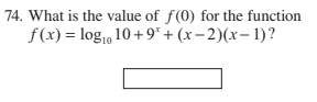 What is the value of f(0) for the function $$ f(x) = \log_{10} 10 + 9^x + (x - | Doubtlet.com