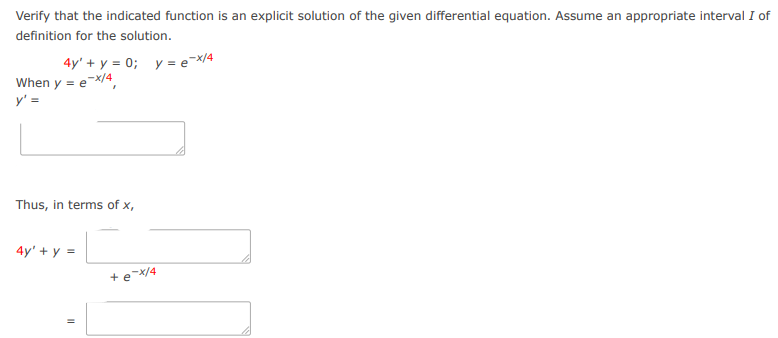 Verify that the indicated function is an explicit solution of the given differen | Doubtlet.com