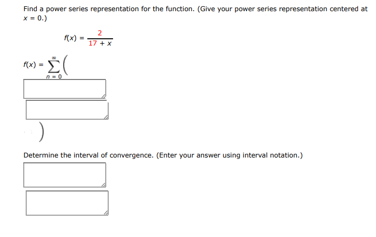 Find a power series representation for the function. (give your power series rep | Doubtlet.com