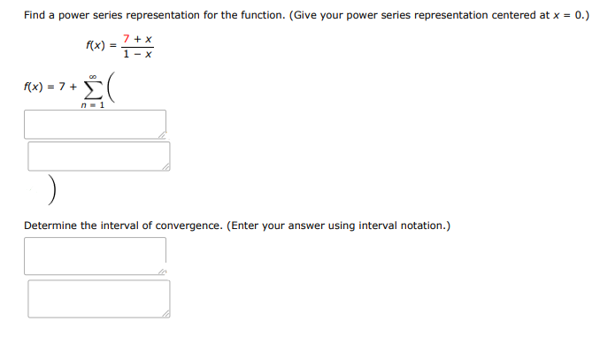 Find a power series representation for the function. (give your power series rep | Doubtlet.com