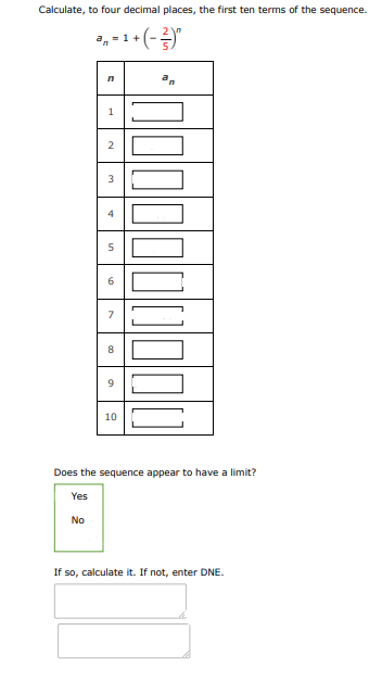 (a) calculate, to four decimal places, the first ten terms of the sequence:
| Doubtlet.com