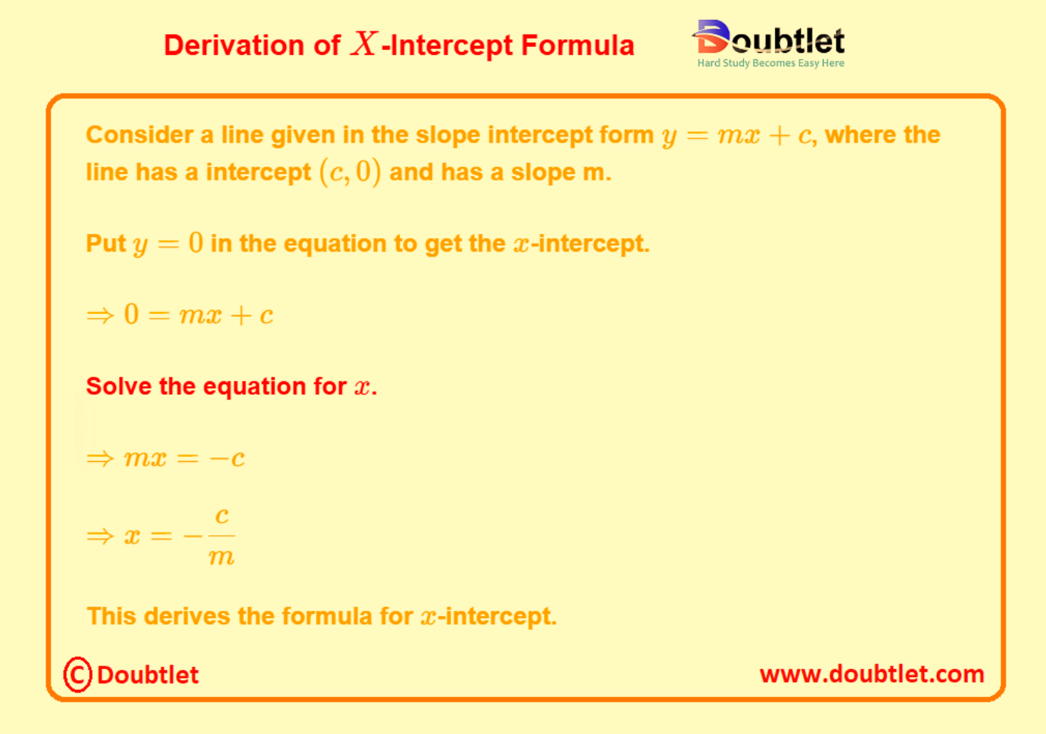 Derivation-of-X-Intercept-Formula